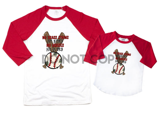 No Grass Stains No Glory No Bruises No Story Baseball Sublimation Print