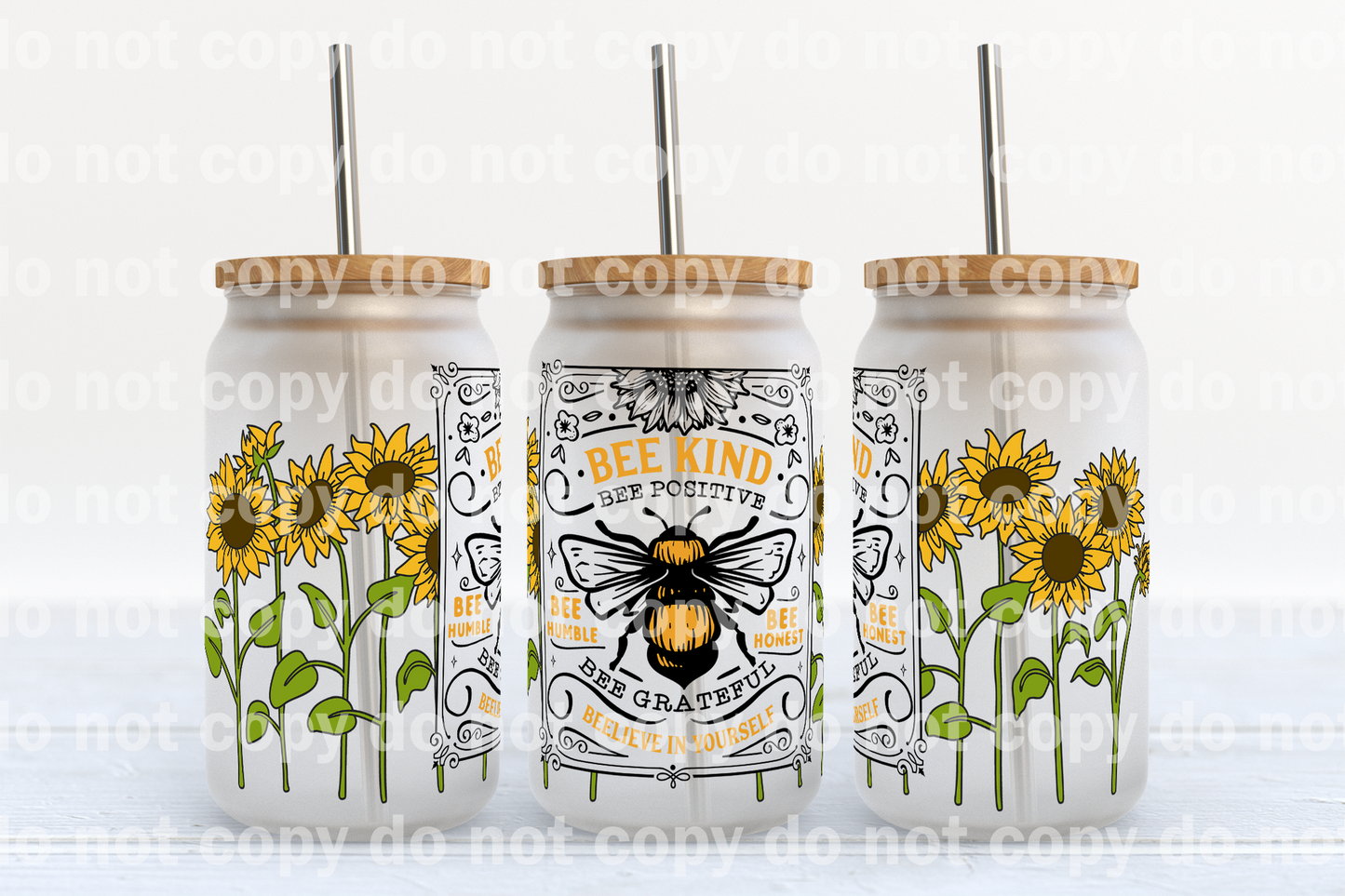 Bee Kind Bee Positive Bee Humble Bee Honest Be Grateful Beelieve In Yourself 16oz Cup Wrap