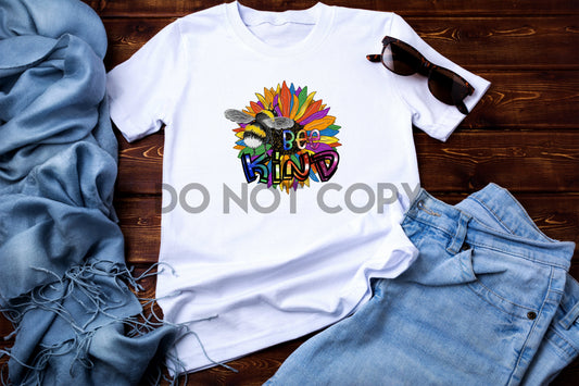 Bee Kind Rainbow Flower Sublimation Print