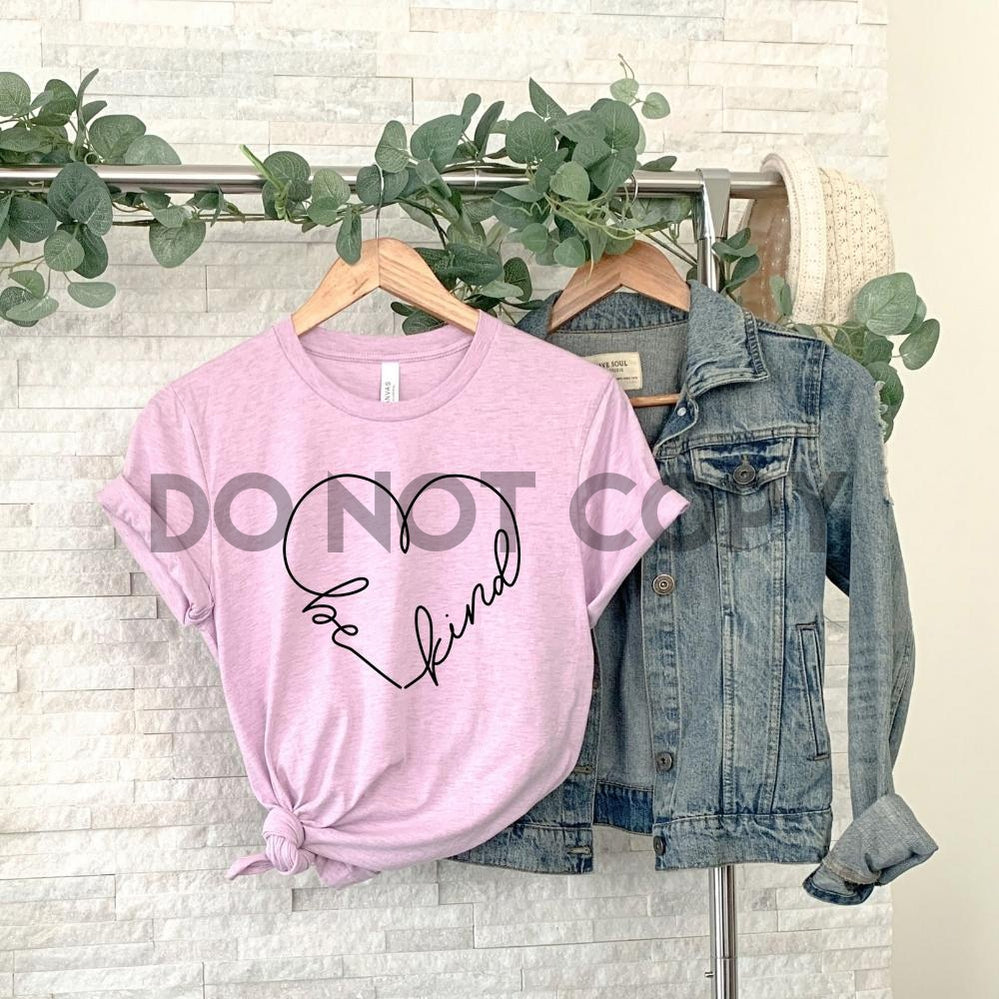 Be Kind Heart BLACK INK one color Screen print transfer