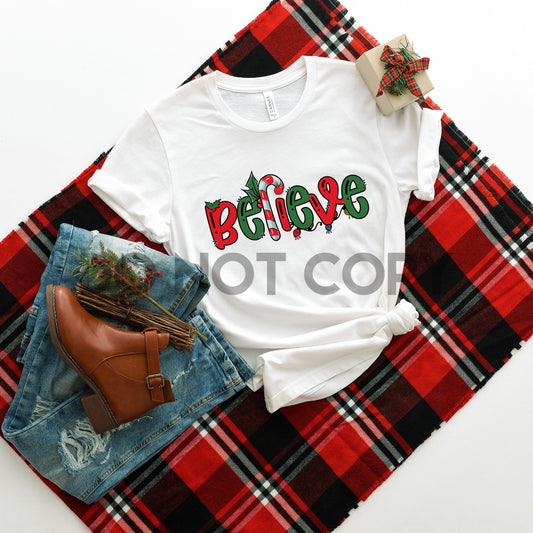 Believe Candy Cane Sublimation print