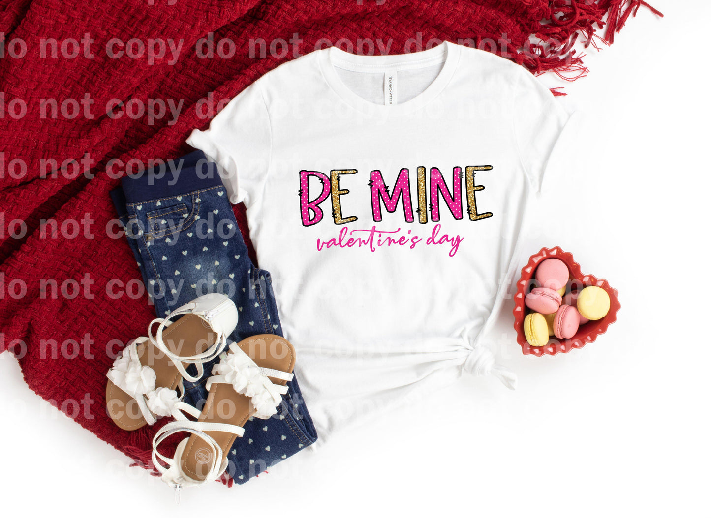 Be Mine Valentine's Day Typography Pink and Gold Dream Print or Sublimation Print