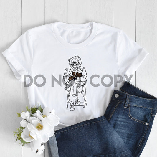 Bernie Mittens Line Art Sublimation Print