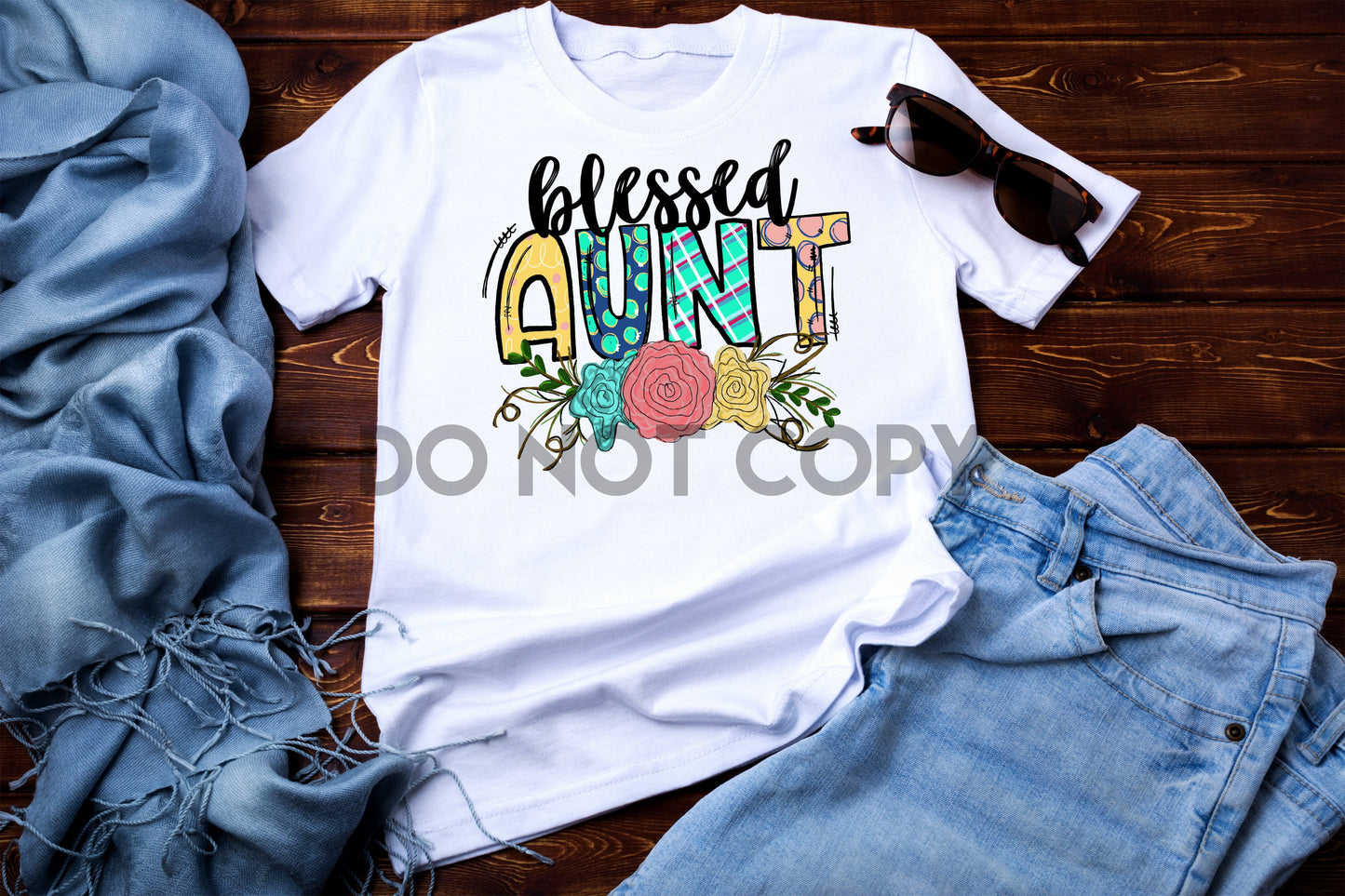 Blessed Aunt Floral Sublimation Print