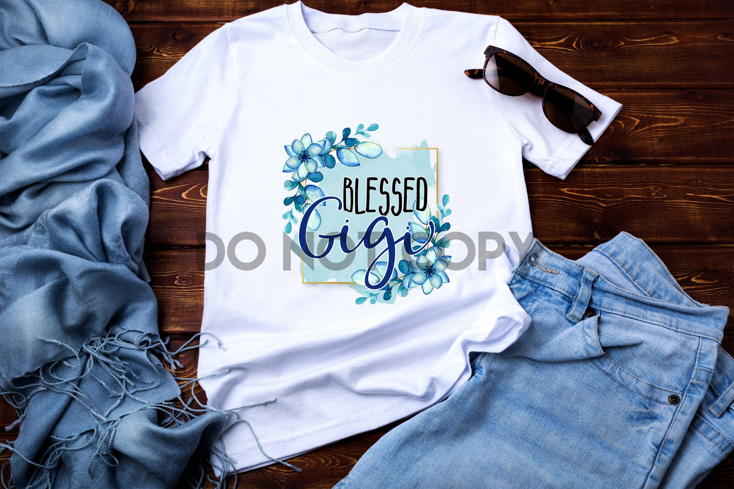 Blessed Gigi Blue Floral Sublimation Print