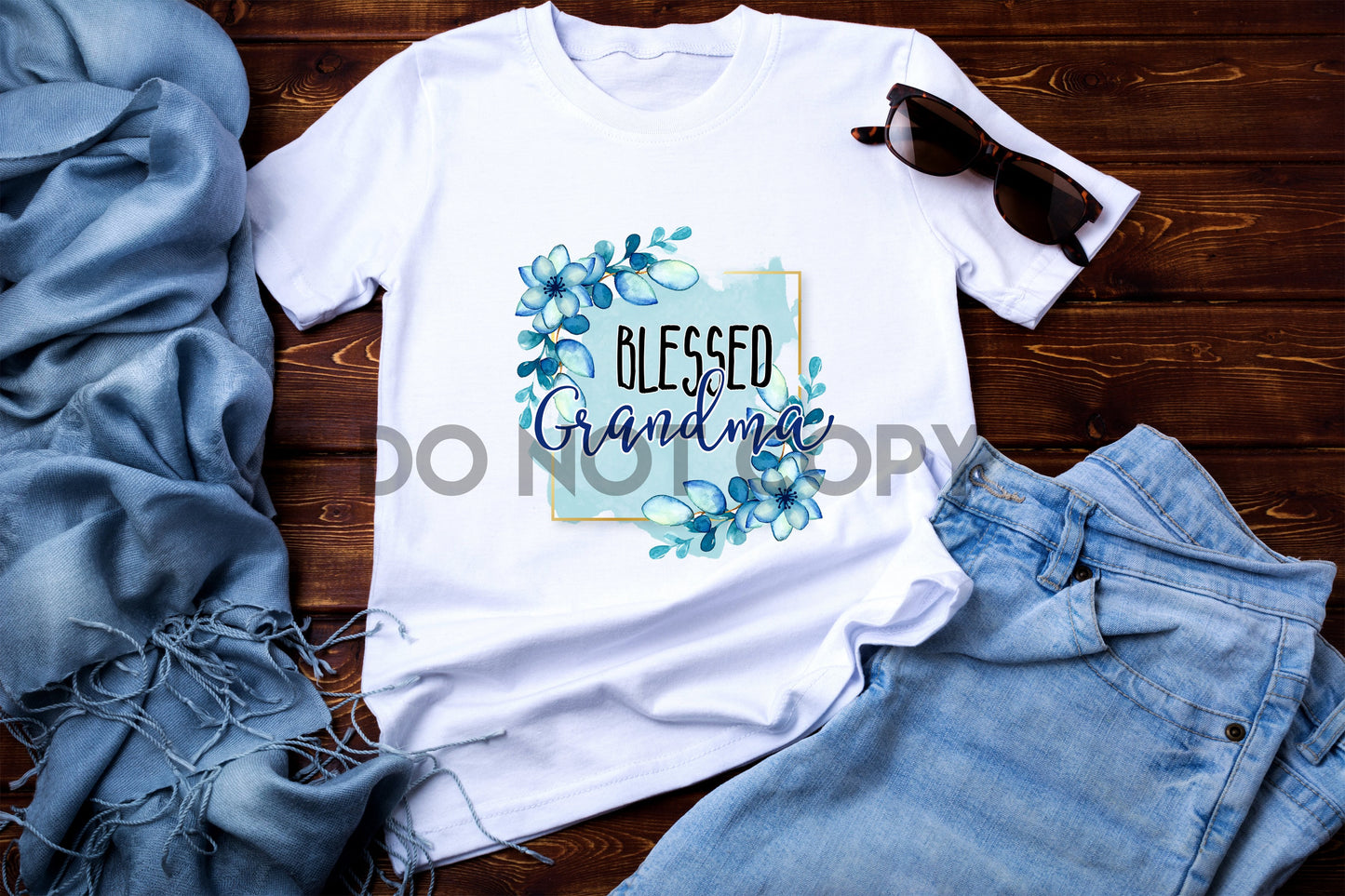 Blessed Grandma Blue Floral Dream Print or Sublimation Print