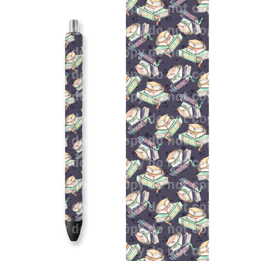 Books Purple Background Pen Wrap