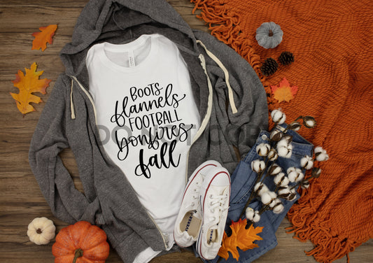 Boots Flannels Football Bonfires Fall Sublimation print