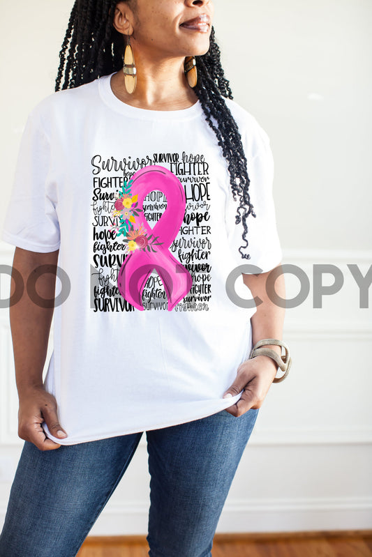 Breast Cancer Ribbon Survivor Awareness Typography sublimation print