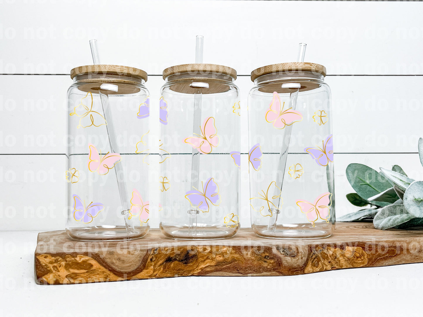 Butterflies With Gold Outline 16oz Cup Wrap