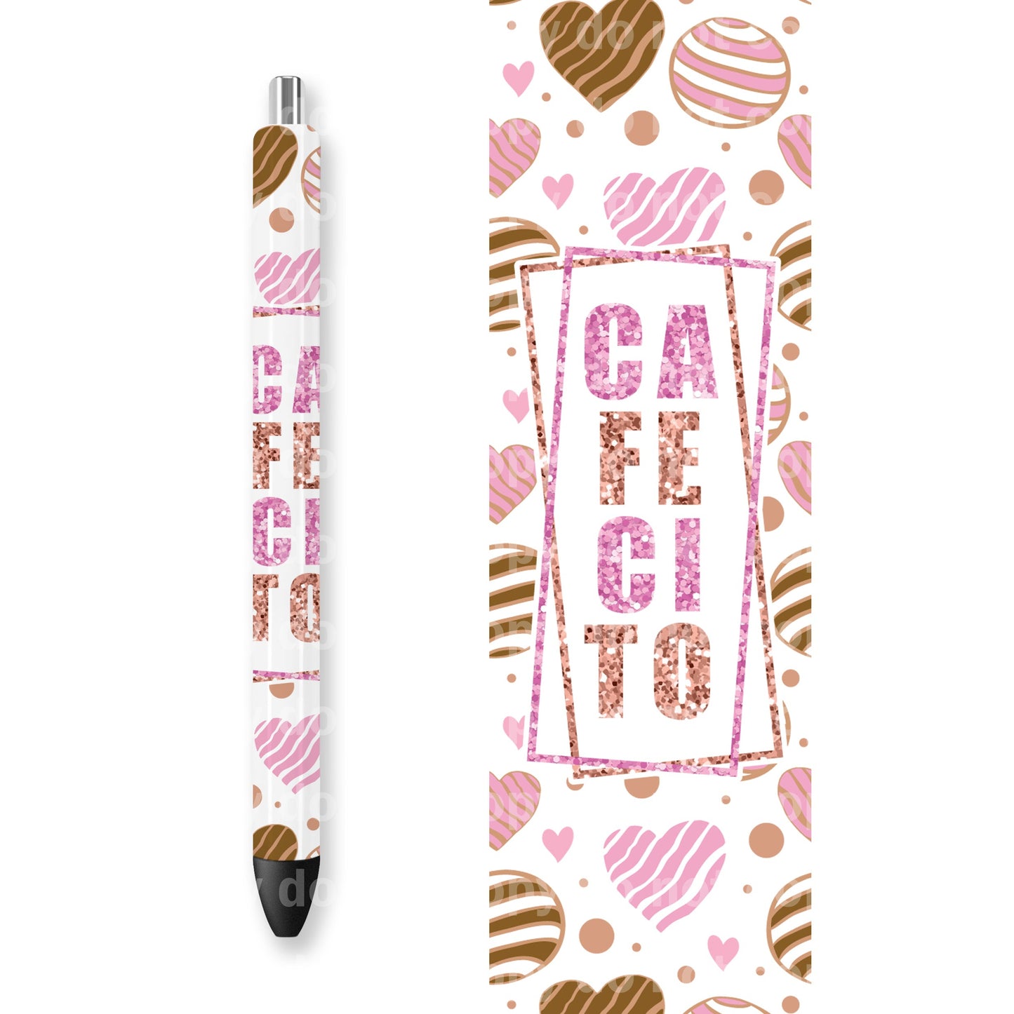 Cafecito Hearts 16oz Cup Wrap and Pen Wrap