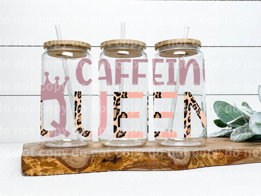 Envoltura de taza con estampado de leopardo de Caffeine Queen de 16 oz
