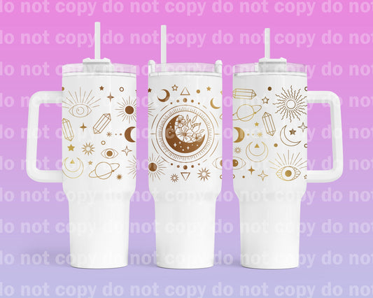 Celestial Moon Phase Cup Wrap 40oz Cup Wrap with Matching Handle Print