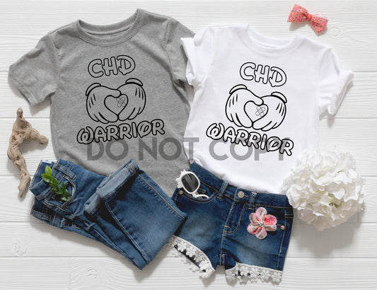 CHD awareness cartoon hands heart warrior congenital heart defect one color Screen print transfer