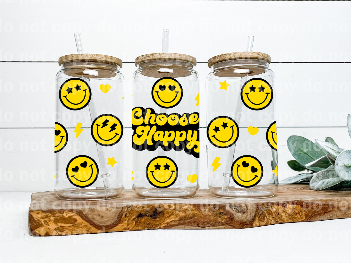 Choose Happy Yellow Smiley Face 16oz Cup Wrap