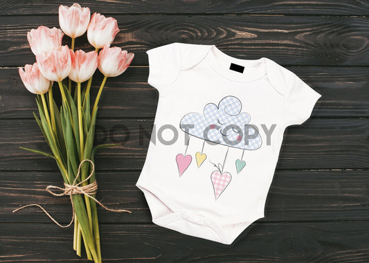 Cloud Blue Plaid With Heart Sublimation print