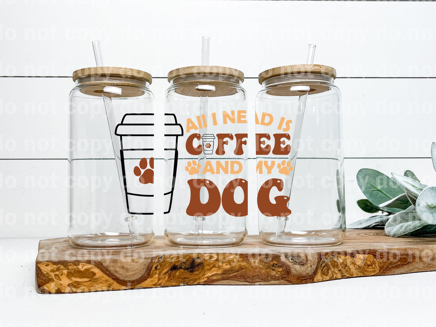 All I Need Is Coffee And My Dog Coffee Paw Cup Decal 5 x 3