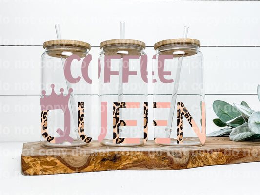 Envoltura de taza de 16 oz con estampado de leopardo Coffee Queen