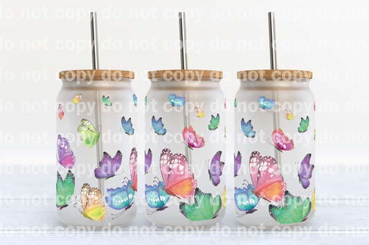 Colorful Watercolor Butterflies 16oz Cup Wrap