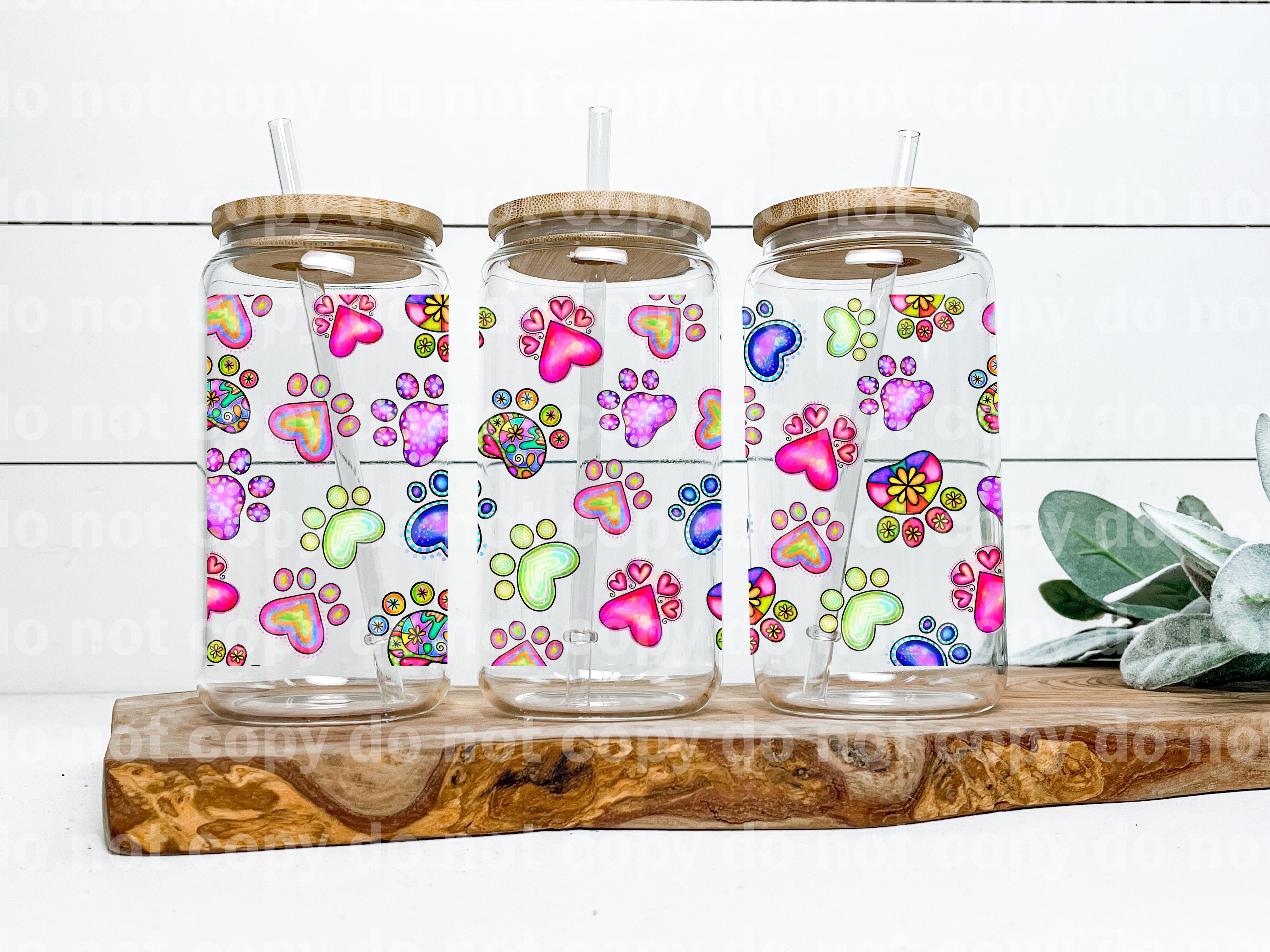 Colorful Paw Hearts Stone 16oz Cup Wrap and Pen Wrap – Puttin on the Printz