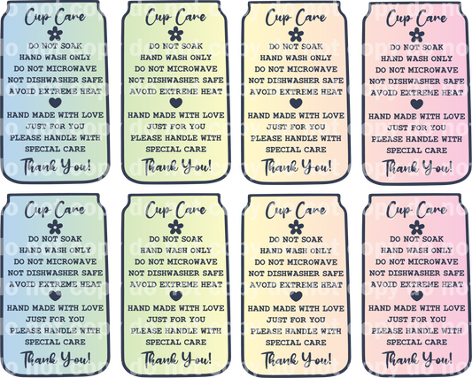 Cup Care Cards Pastel Sticker Set - 8 Stickers Per Sheet