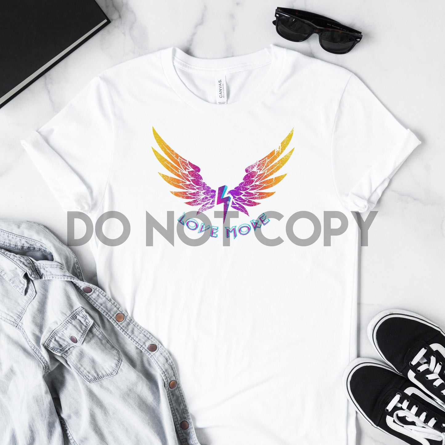 Love More Wings Distressed Sublimation print