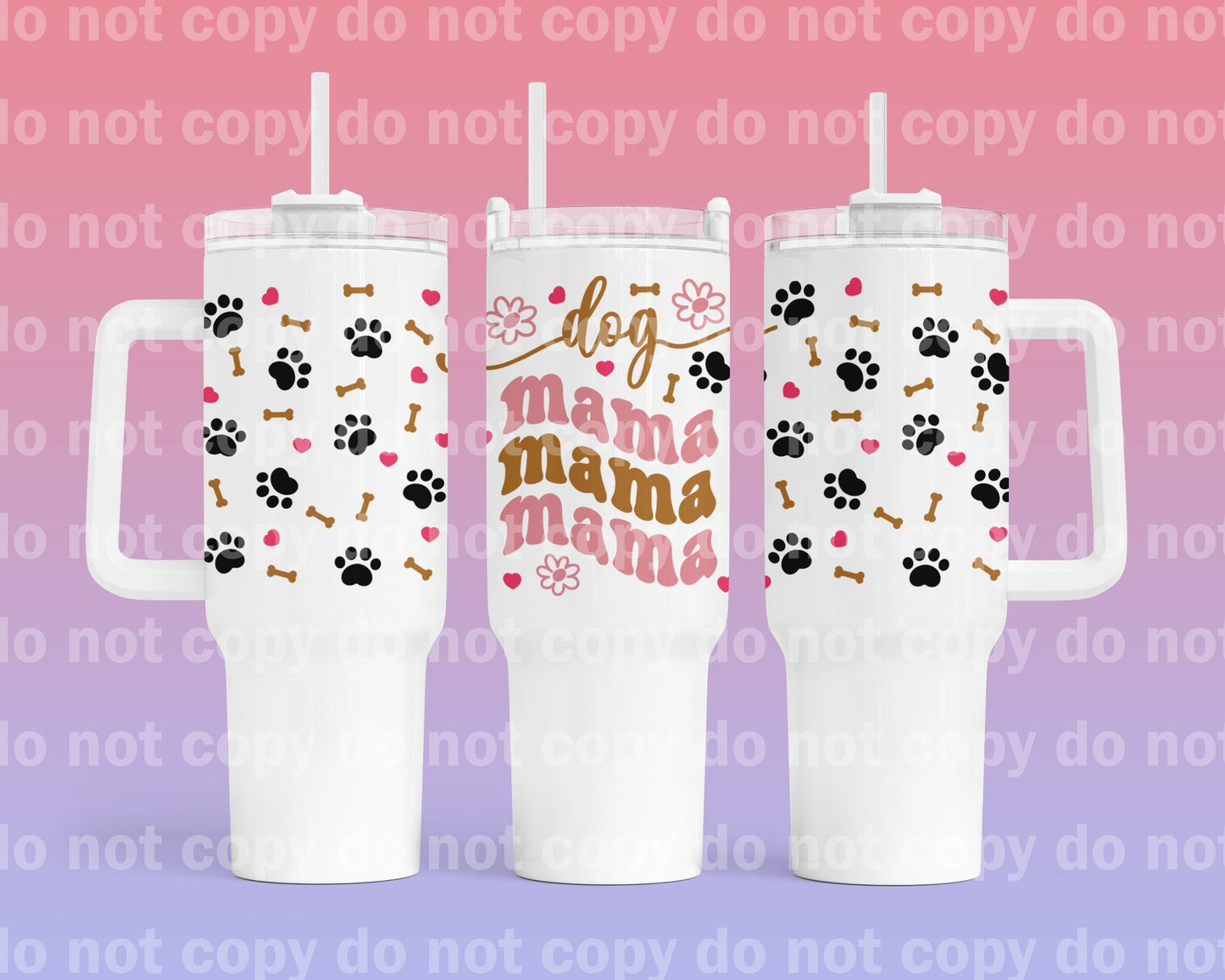 Dog Mama Cup Wrap 40oz Cup Wrap with Matching Handle Print