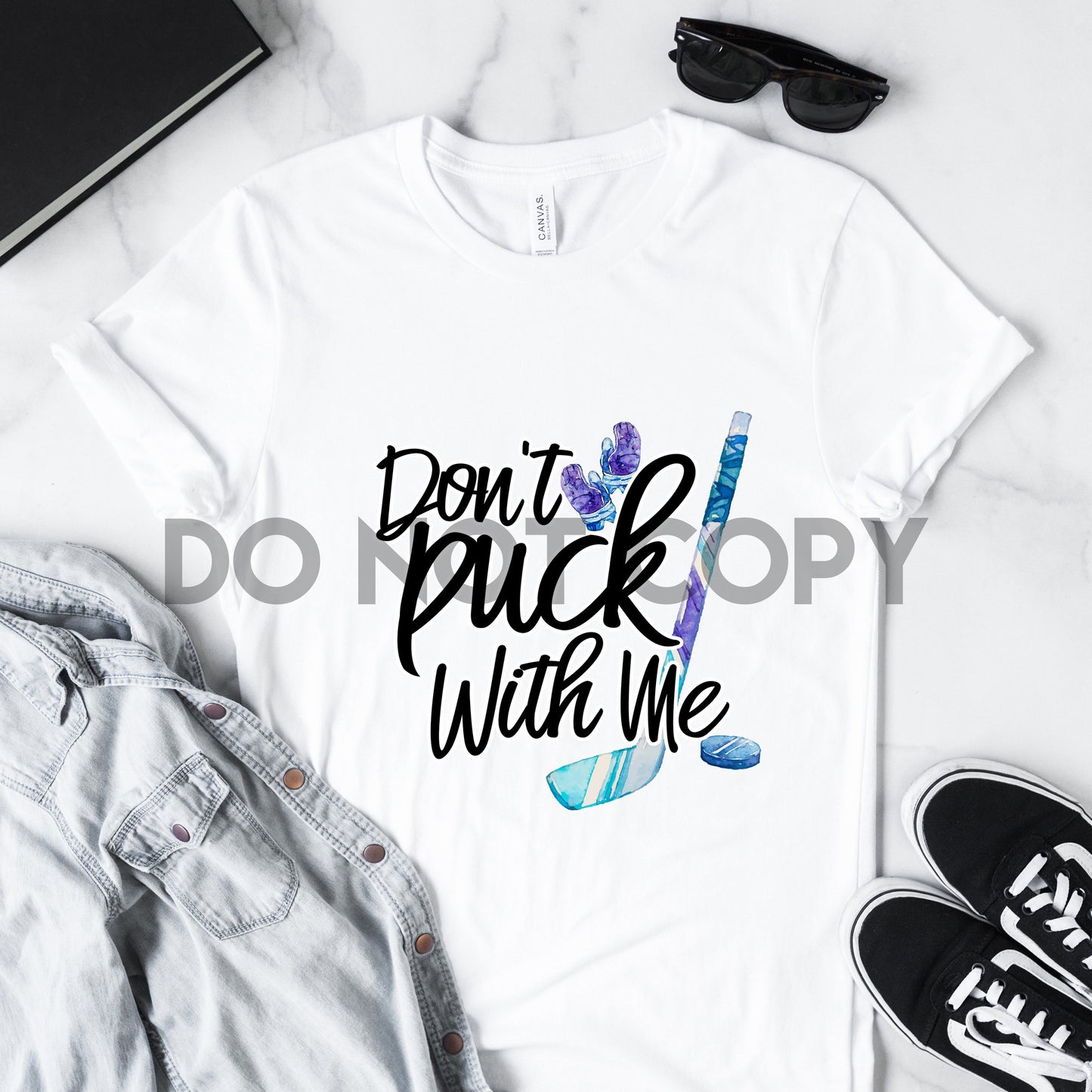 Don't Puck With Me Hockey Watercolor Sublimation Print