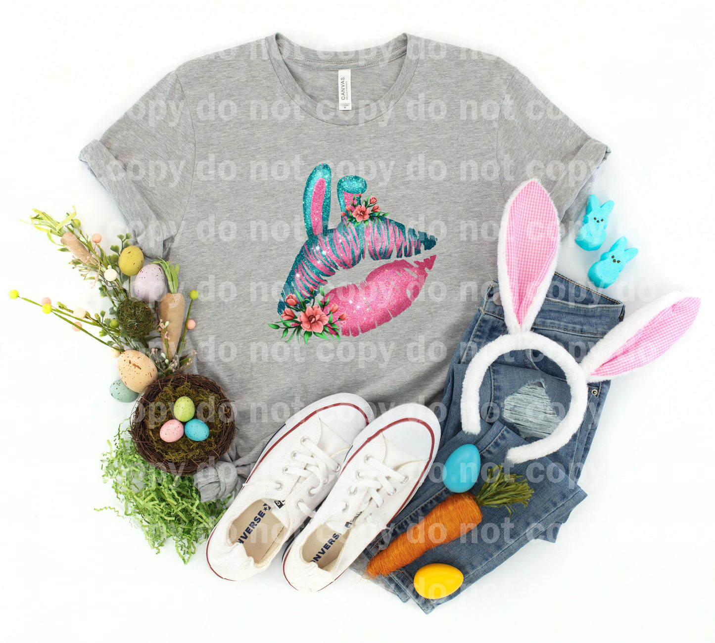 Transferencia de impresión Sueño de labios de oreja de conejito de Pascua