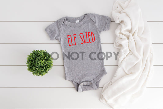 Elf Sized RED INK  one color Screen print transfer