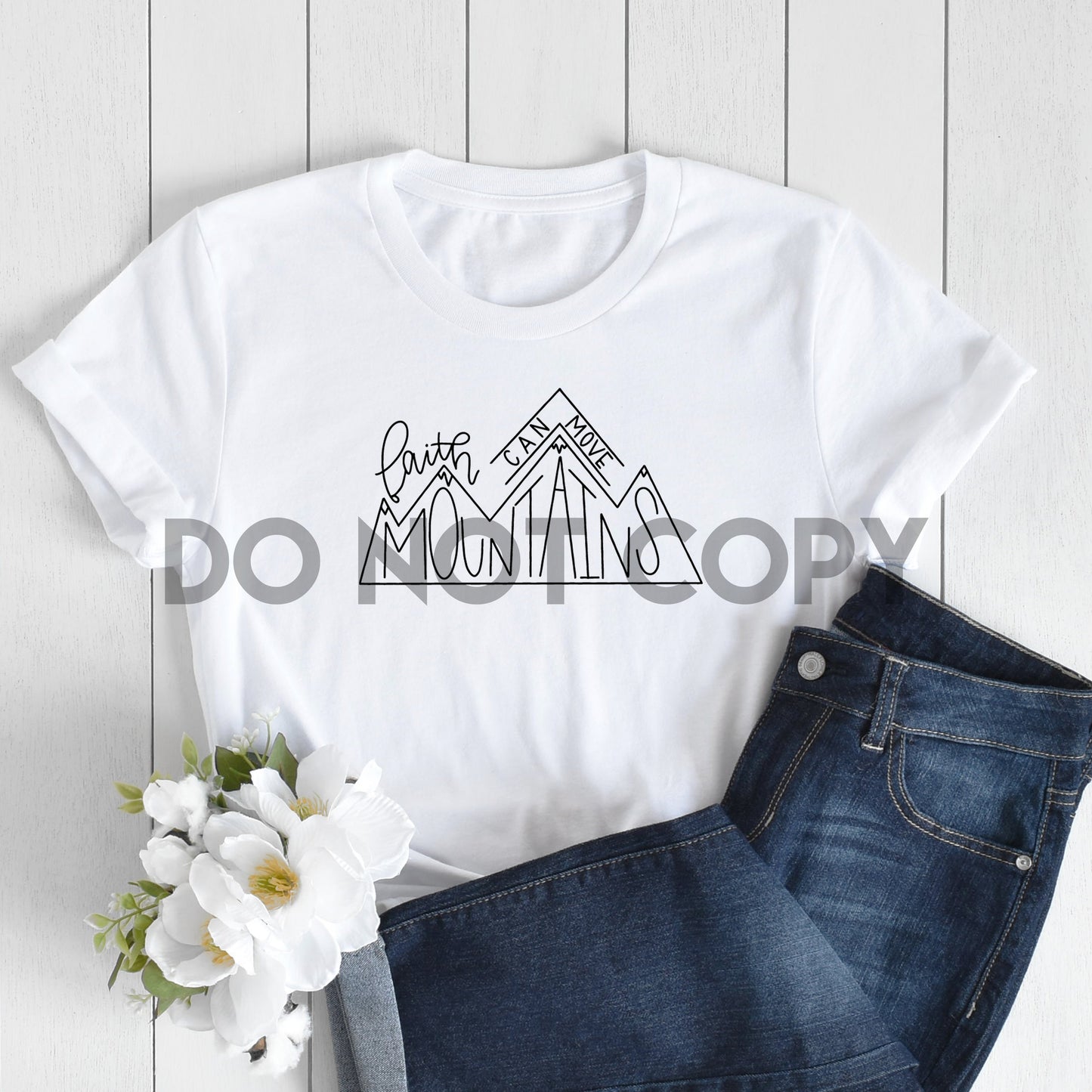 Faith Can Move Mountains Line Art Sublimation Print