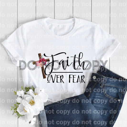 Faith Over Fear Floral Cross Sublimation print