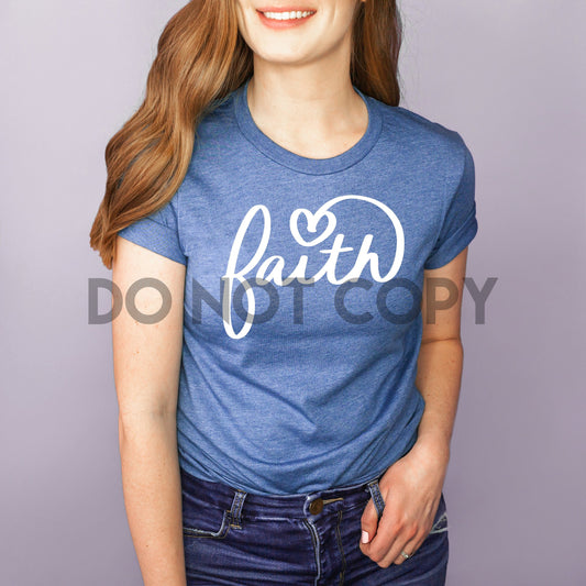 Faith white word art one color Screen Print plastisol transfer
