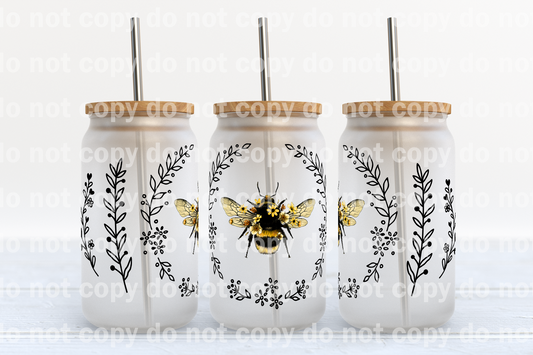 Envoltura de taza floral de abeja de 16 oz