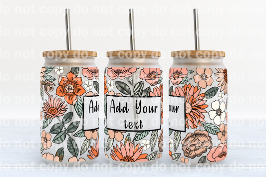 Flowers With Blank Text Box 16oz Cup Wrap