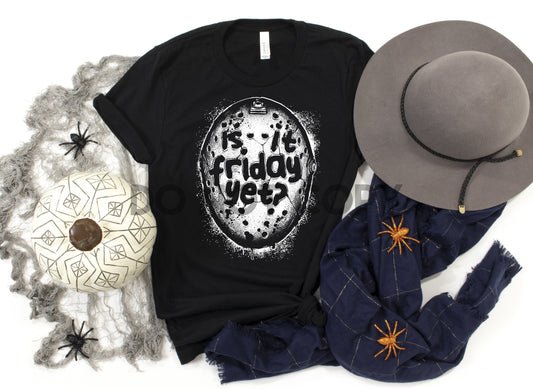 Is it Friday yet Jason mask one color Screen print transfer white or black ink