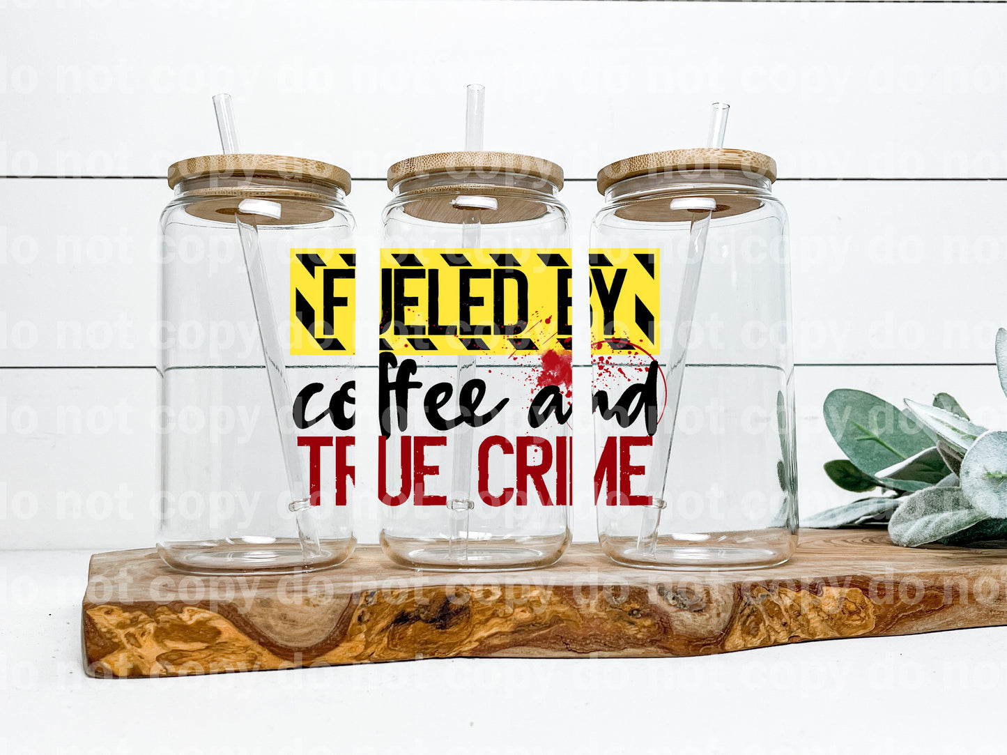 Fueled By Coffee And True Crime Decal 5 x 3.4