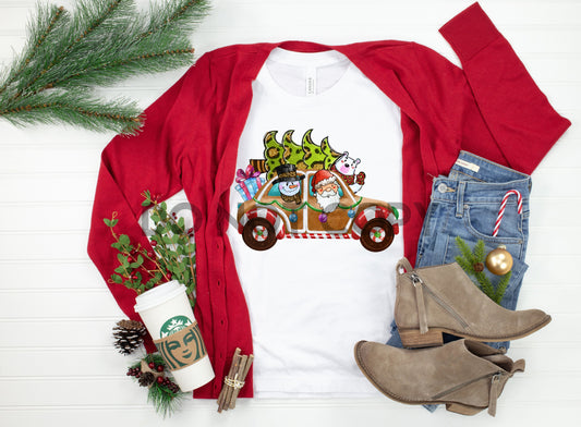 Gingerbread Car Snowman Santa Bear Sublimation print