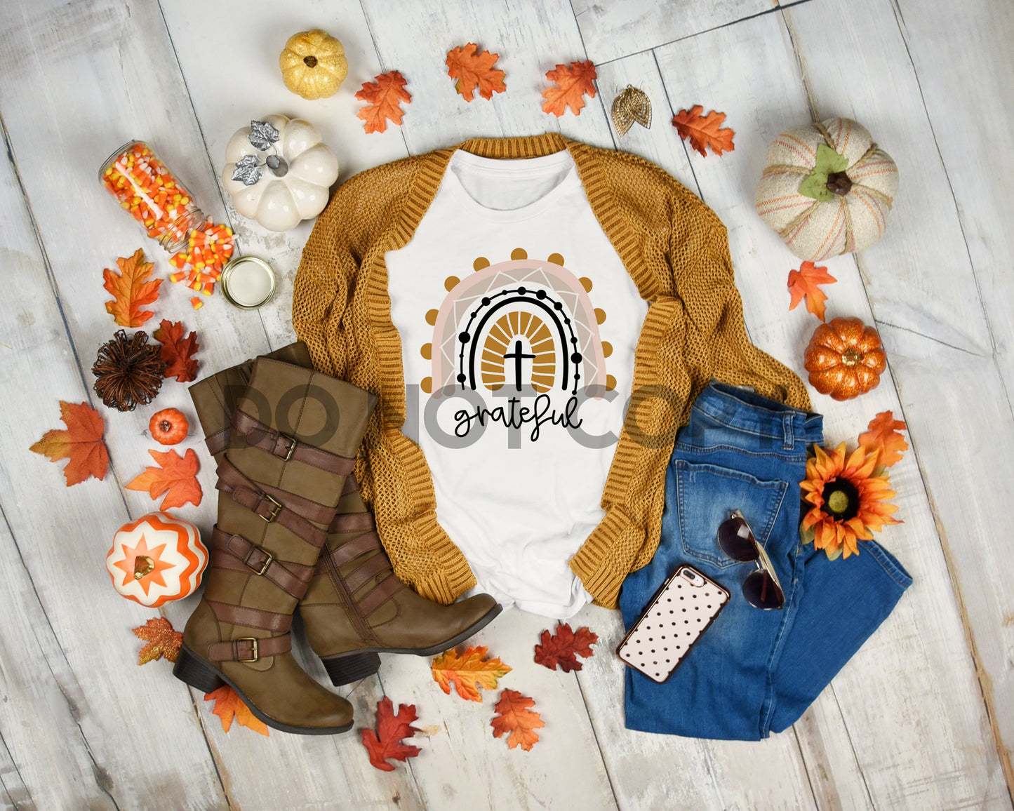 Grateful Fall Colors Cross Sublimation print