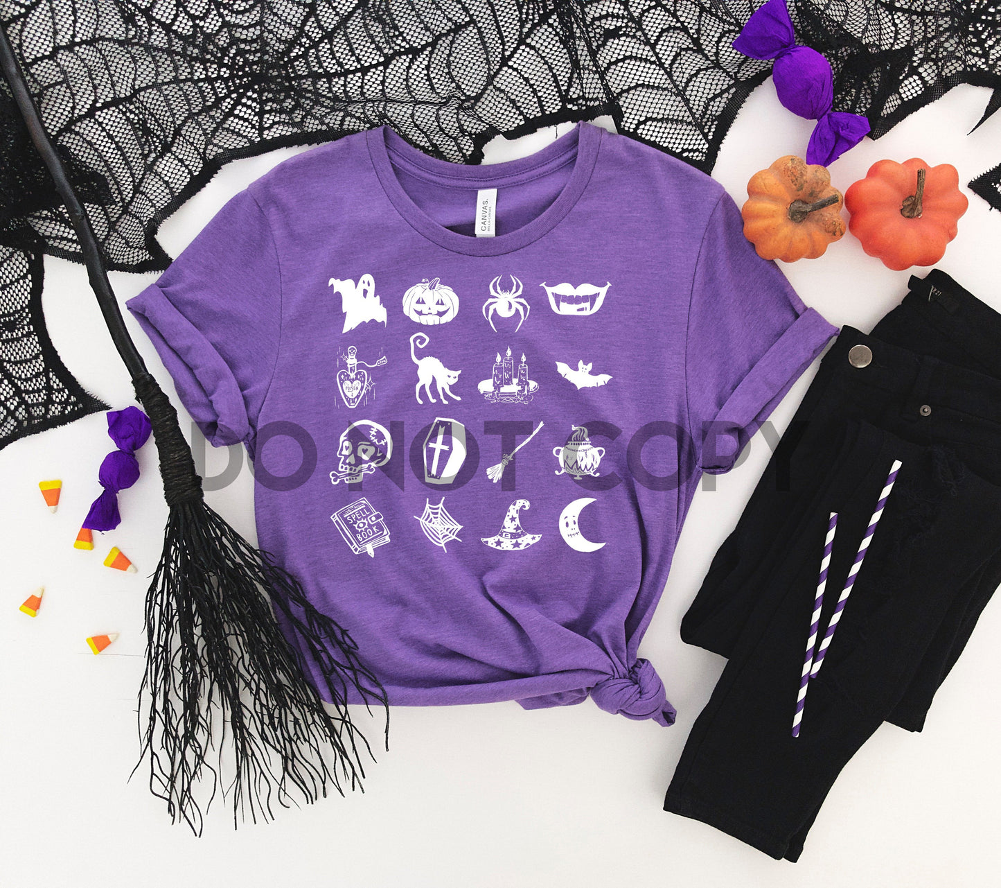 Halloween favorites image collection WHITE or BLACK INK one color Screen print transfer