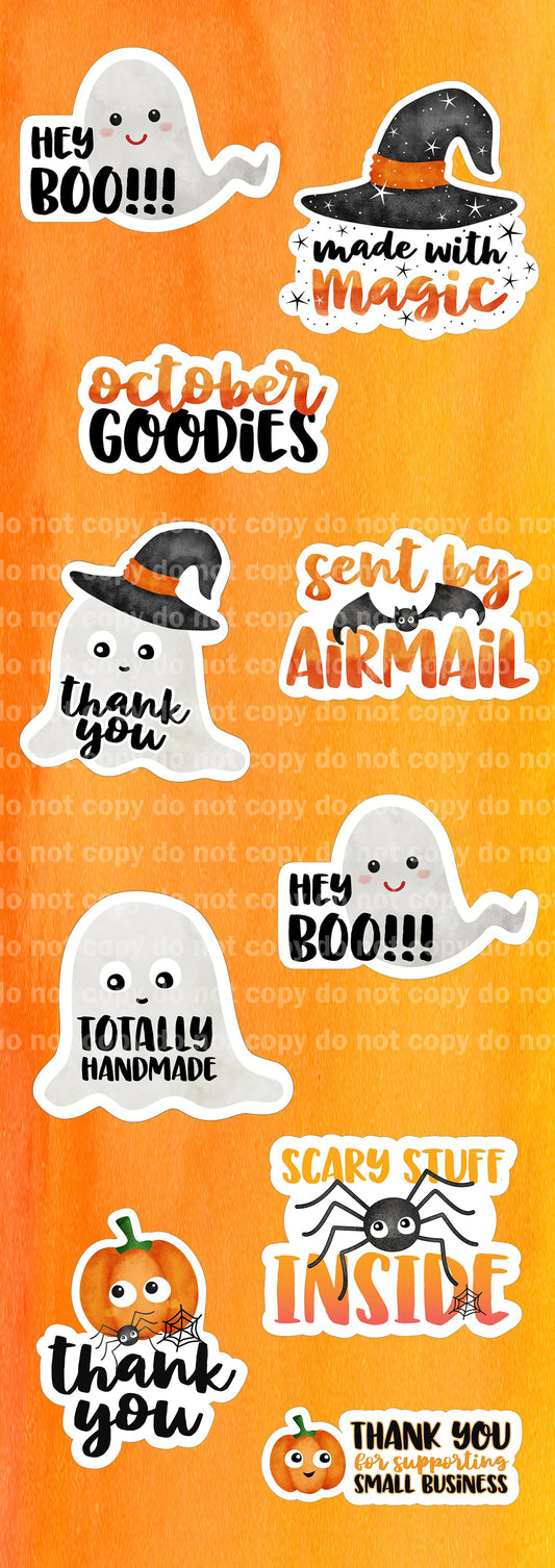 Halloween Packaging Sticker Set - 10 Glossy Stickers per sheet