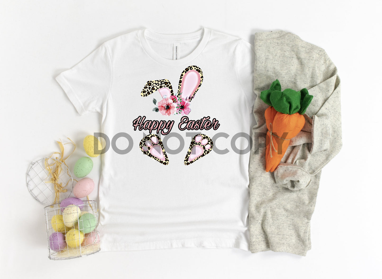 Happy Easter Leopard Bunny Sublimation Print