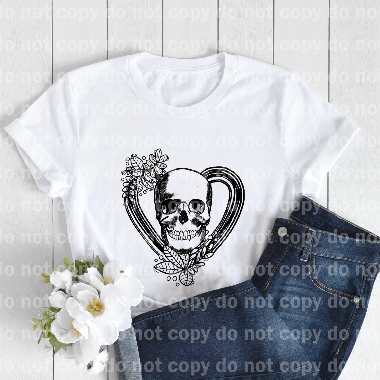 Impresión por sublimación de corazones y calaveras.