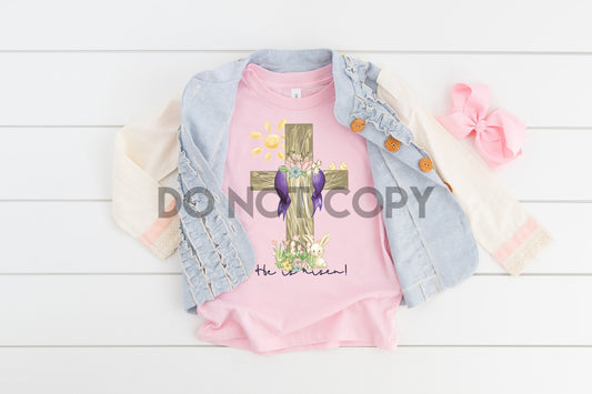 Destash He is Risen Easter Watercolor Cross Bunny adult and youth HIGH HEAT Full color Screen Print transfer