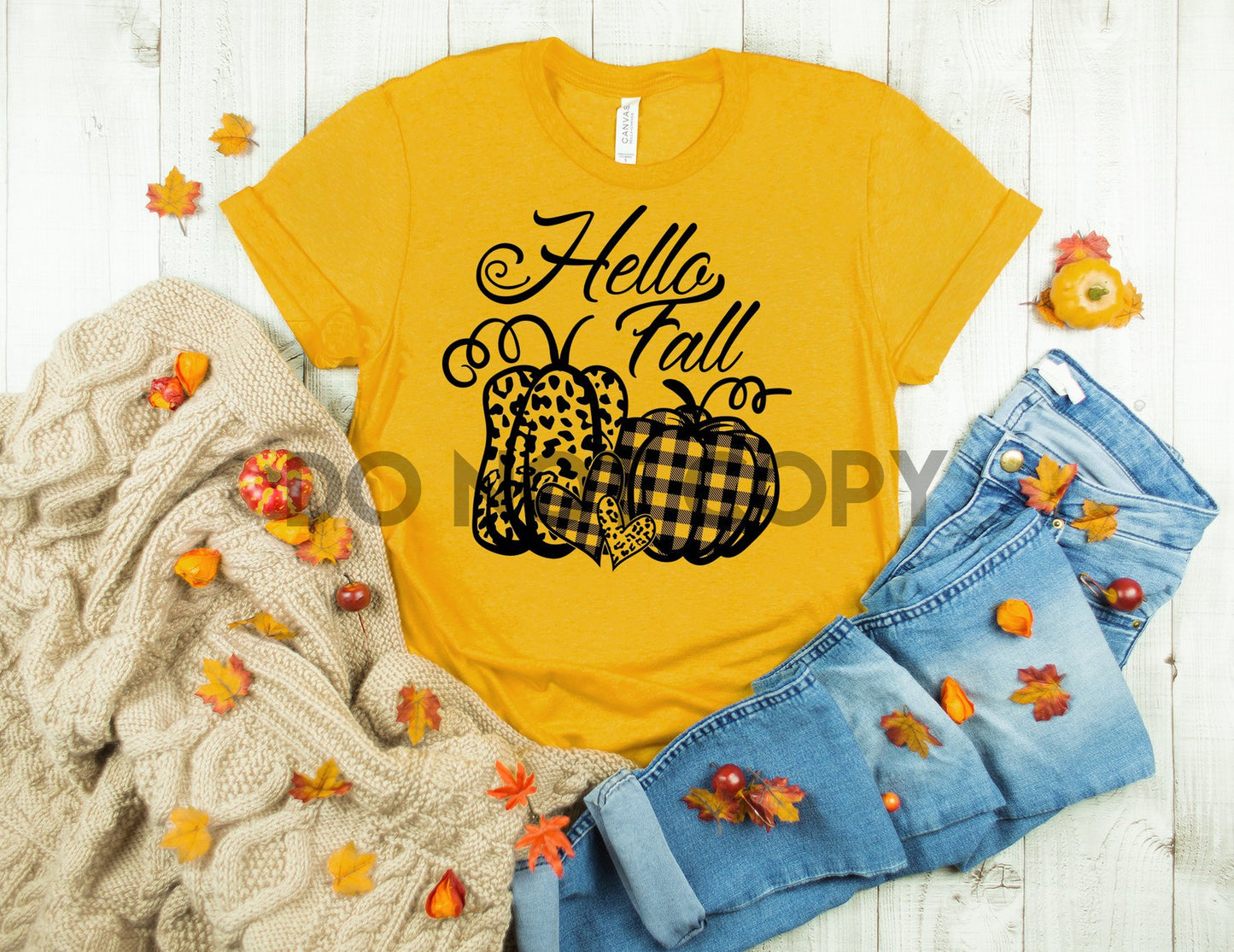 Hello Fall Leopard Plaid hearts Thanksgiving Fall Screen Print transfer one color plastisol