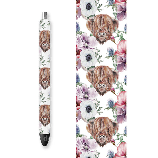 Highland Cow Floral Pen Wrap