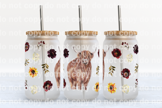 Highland Cow Sunflowers 16oz Cup Wrap
