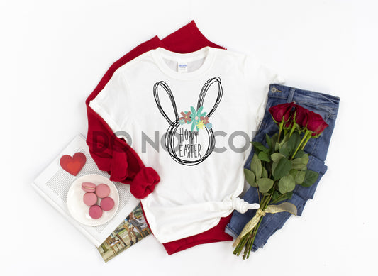 Hoppy Easter line art bunny floral easter sublimation print