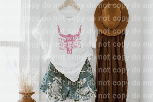 Howdy Howdy Howdy Bull Skull Pink Sublimation print