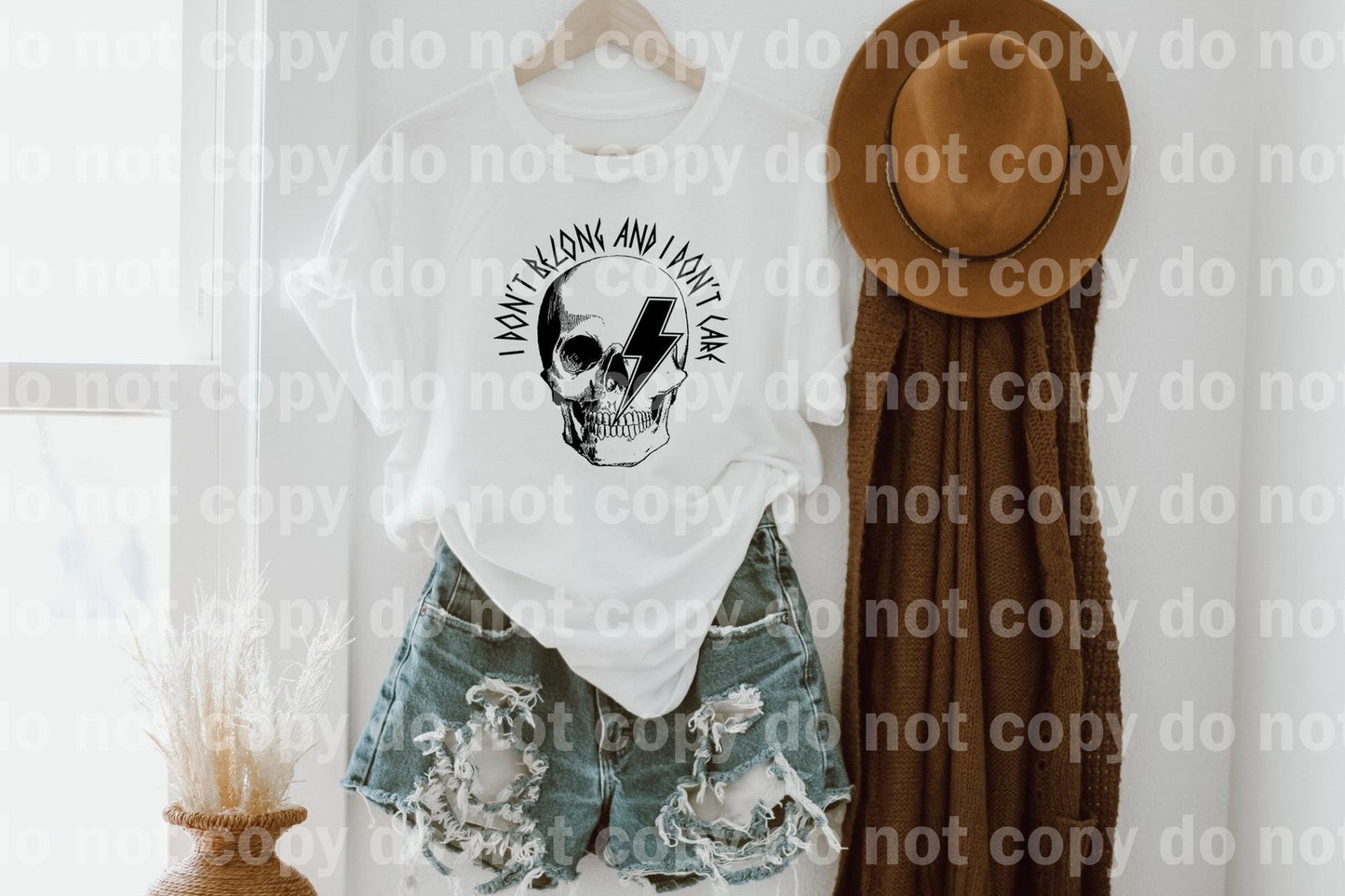 I Don't Belong And I Don't Care Skull Sublimation Print